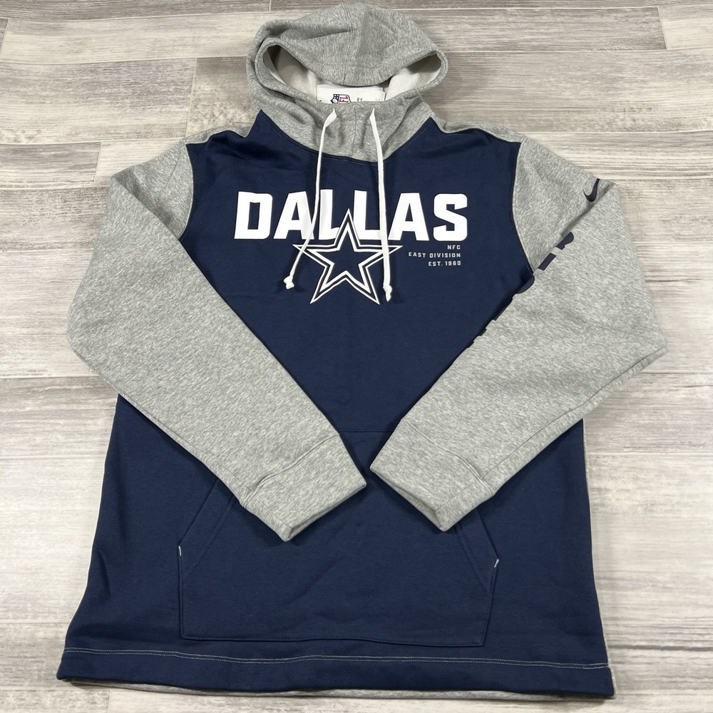 Men's Small Dallas Cowboys Nike Fashion Color Block Pullover‎ Hoodie - Navy NEW